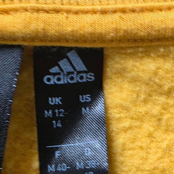 Adidas Cropped Sweater, Color Block Yellow And White, Size M - Picture 6 of 9